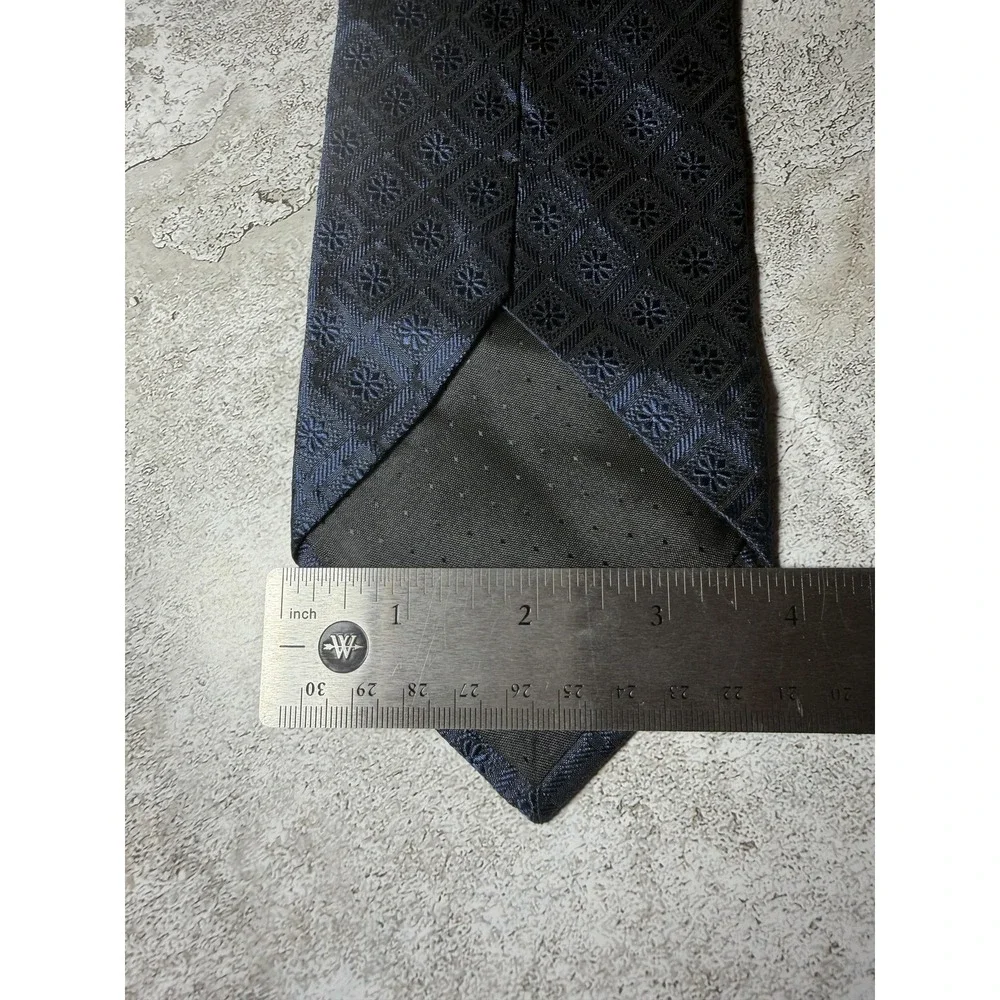 Ricci Tie Mens One Size Blue Geometric Jacquard 100% Silk Designer Necktie